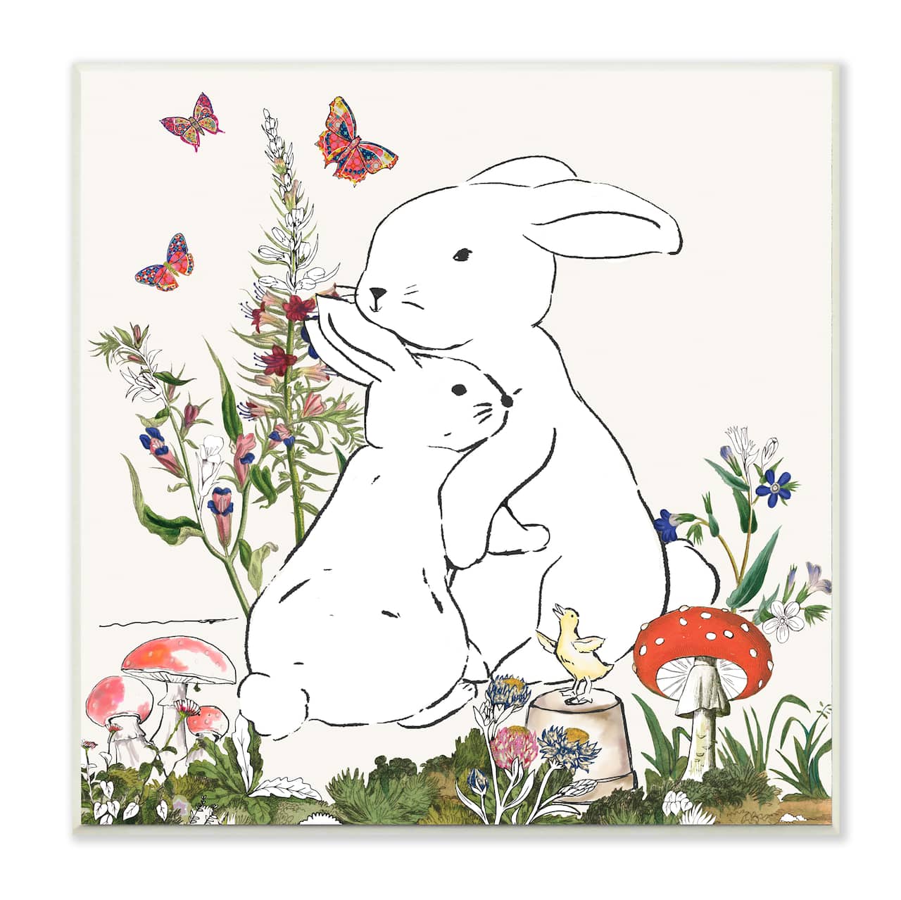 Stupell Industries Rabbit Hugs in Spring Meadow Wall Plaque